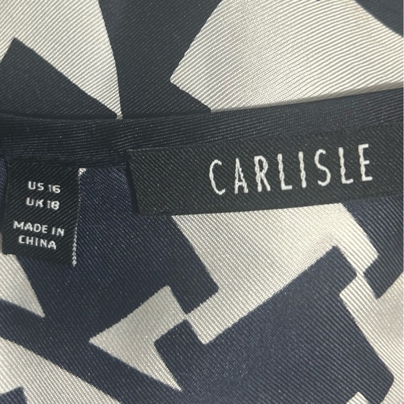 Carlisle 100% Silk Black and White Graphic Blouse US size 16 - Picture 6 of 8